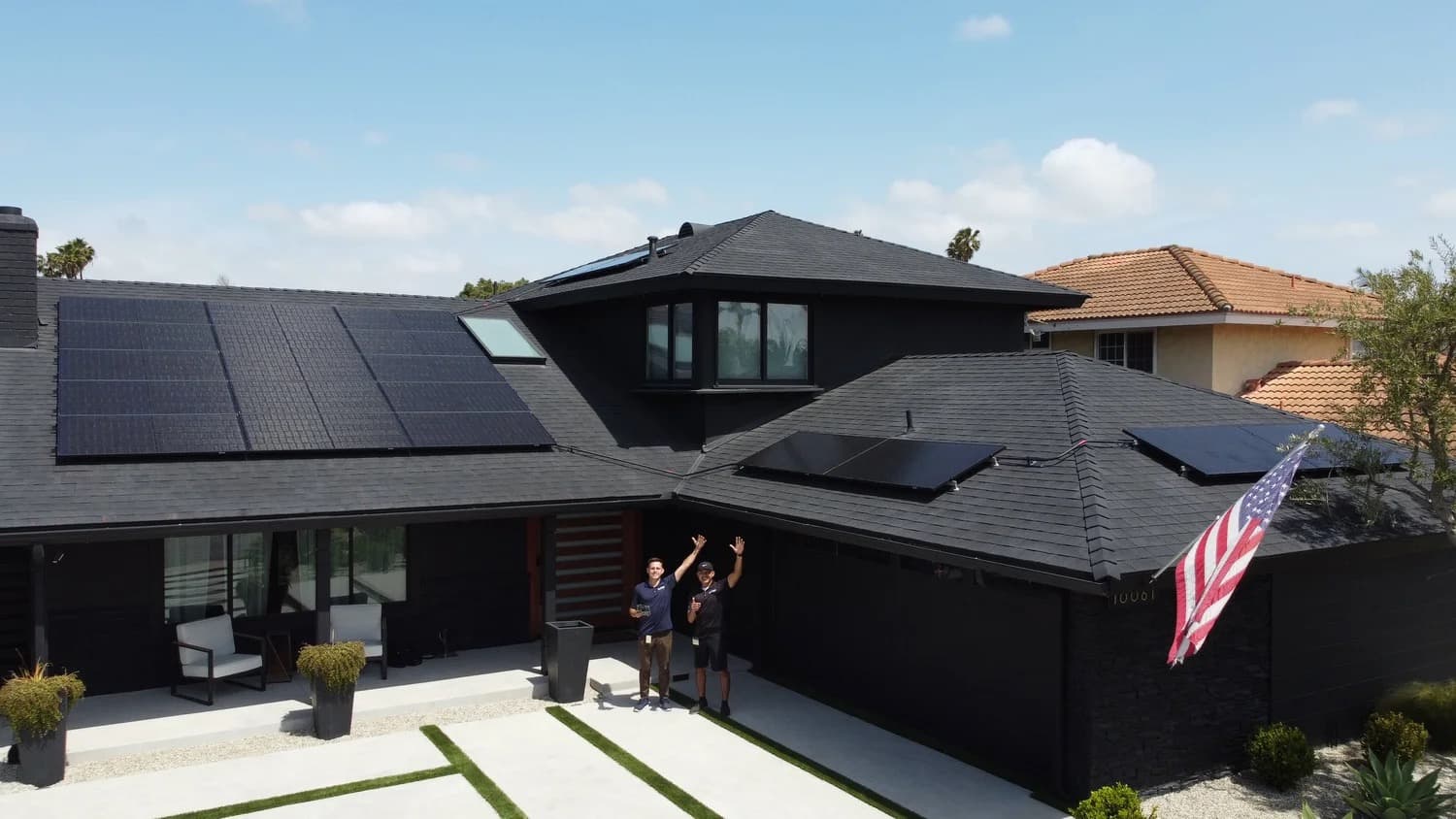 Clean Earth team in front of a completed California solar installation